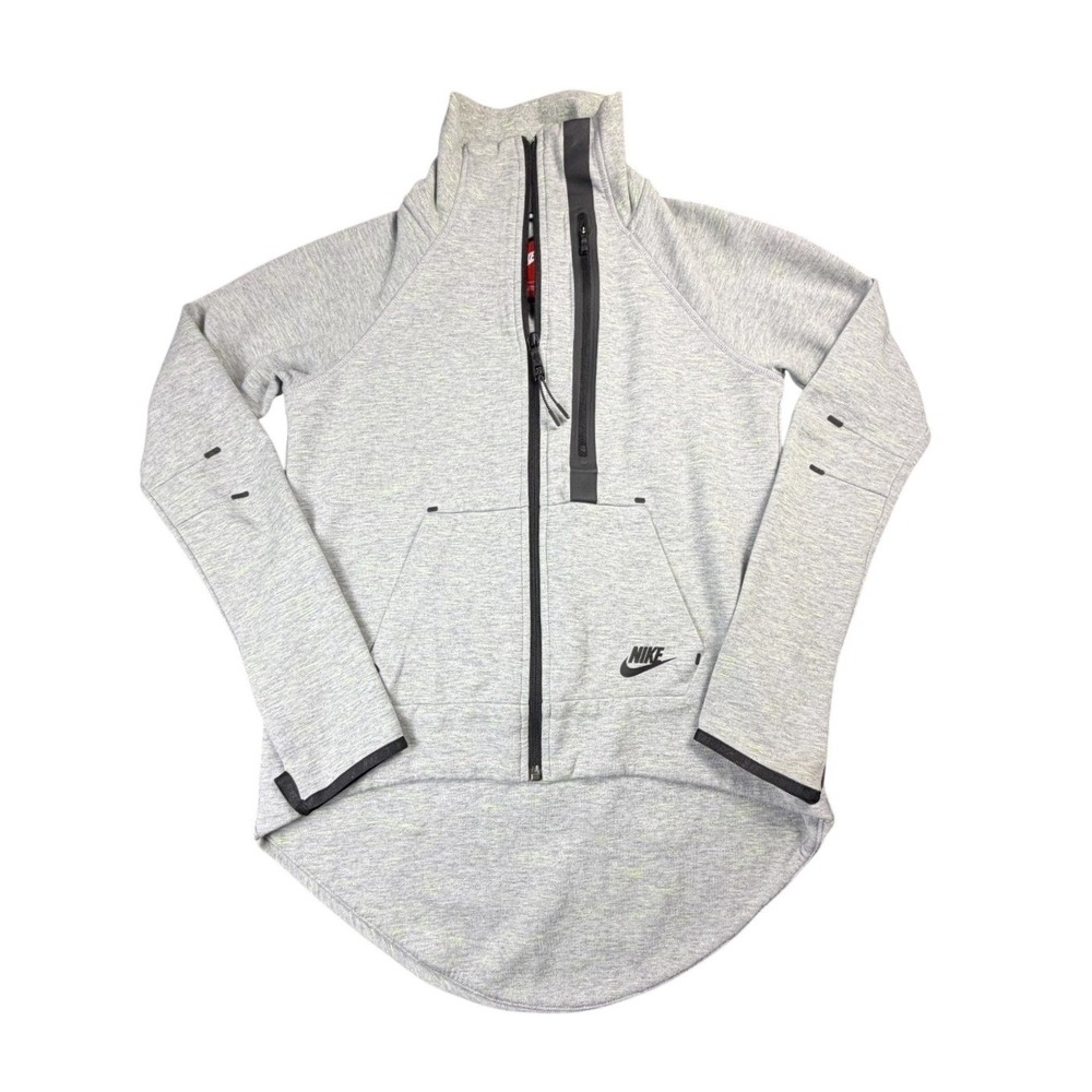 Nike Womens Heather Gray Tech Fleece Moto Cape Full Zip Jacket Size S